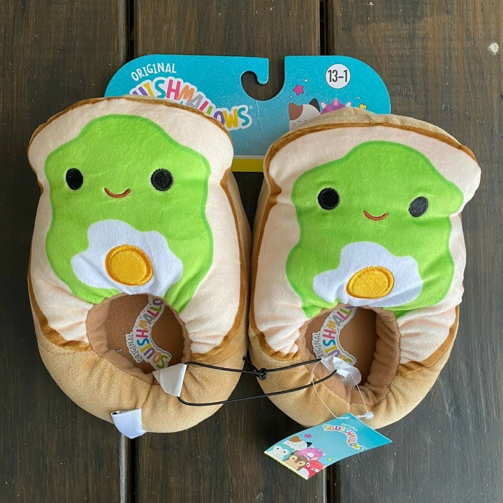 New Kellytoy Girl’s Squishmallow Sinclair the Avocado Toast Slippers Size 13/1